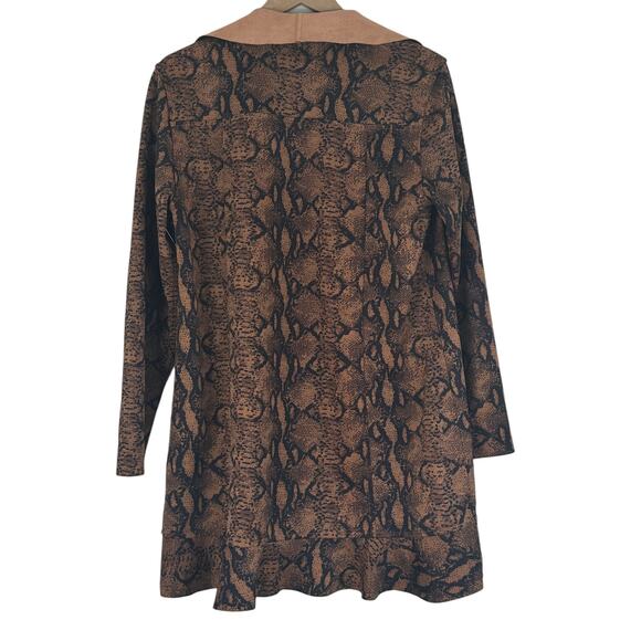 Cupio Cardigan Womens L Brown Black Snake Print Open Front Boho Casual - Picture 3 of 6